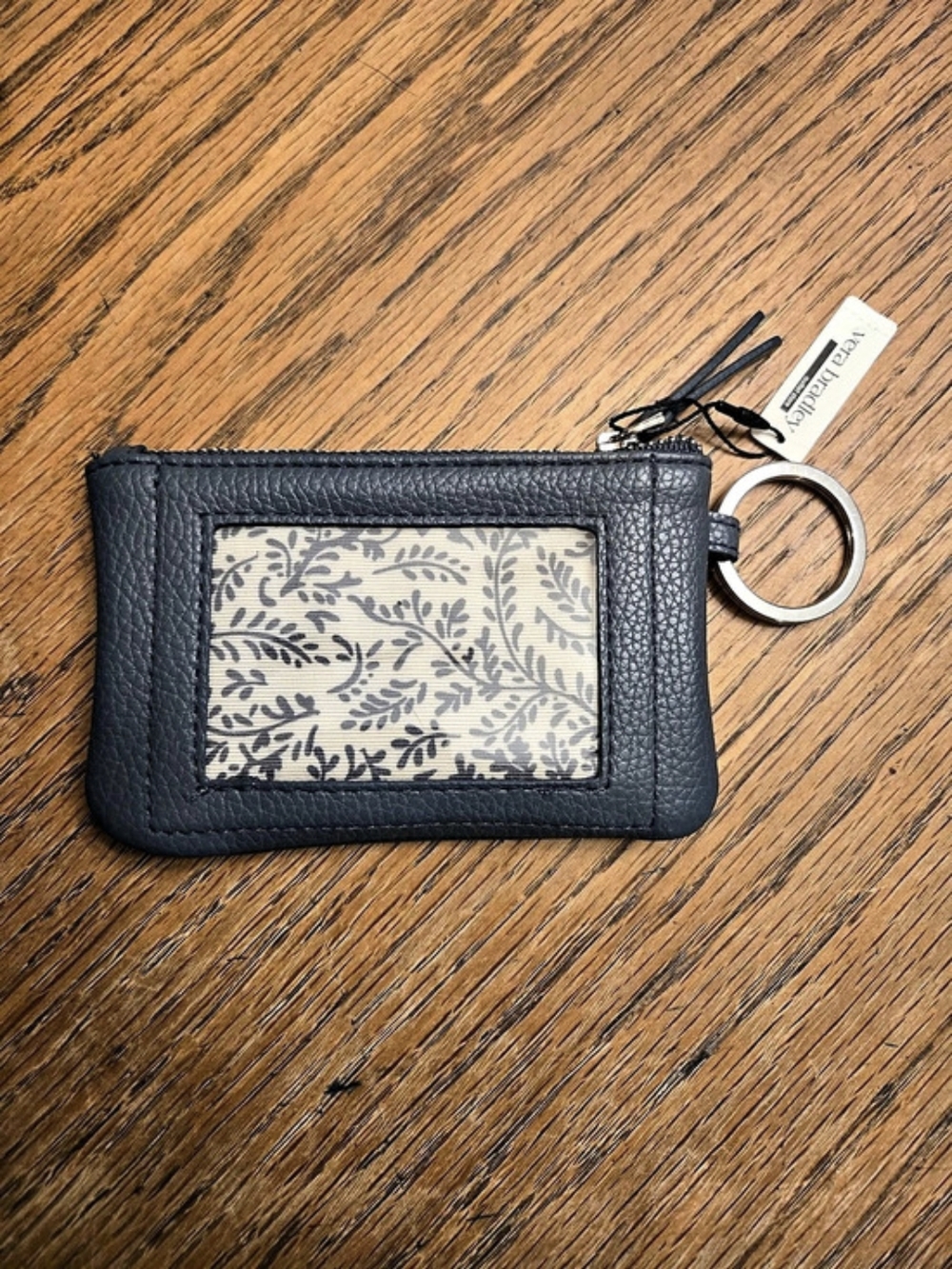 NWT Vera Bradley Mallory Leather Zip ID Case Keychain Wallet